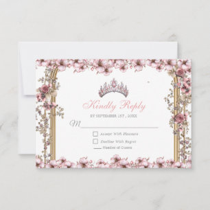 Blush Rosa Silver Tiara Blommig Quinceañera OSA Kort