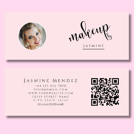 Blush Rosa Skönhet Professionell MUA Foto Qr Mini Visitkort