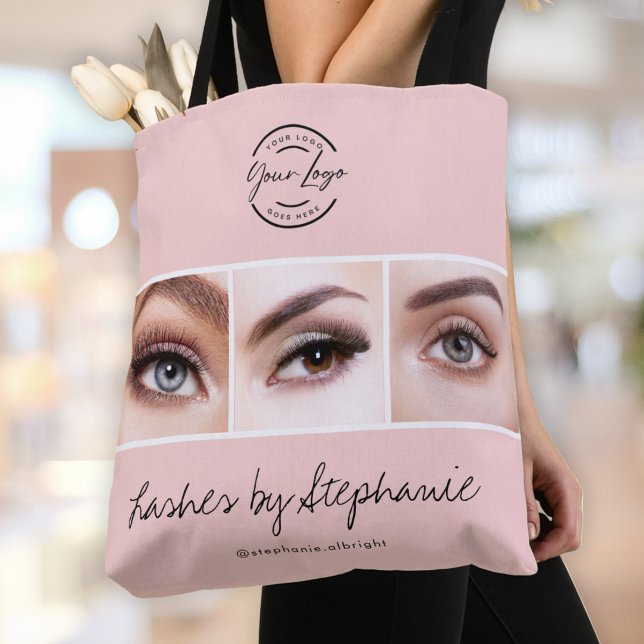 Blush Rosa Skrift Logotyp Foto Ögonfrans Studio Tygkasse (Skapare uppladdad)