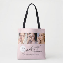 Blush Rosa Skrift Logotyp Foto Sminkstudio Tygkasse