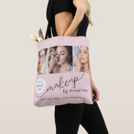 Blush Rosa Skrift Logotyp Foto Sminkstudio Tygkasse