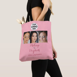 Blush Rosa Skrift Logotyp Foto Sminkstudio Tygkasse