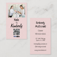 Blush Rosa Skrift Logotyp QR-kod Foto Nagelsalong