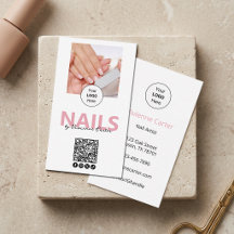 Blush Rosa Skrift Logotyp QR-kod Foto Nagelsalong