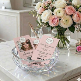 Blush Rosa Skrift Logotyp QR-kod Foto Ögonfransar Visitkort