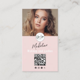 Blush Rosa Skrift Logotyp QR-kod Foto Ögonfransar  Visitkort