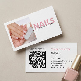 Blush Rosa Skript Foto Nagelkonstnär Salong Visitkort