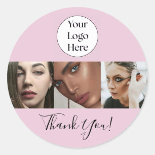 Blush Rosa Skript Logotyp Foto Lash Studio Tack Runt Klistermärke
