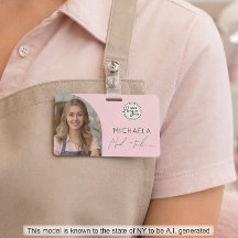 Blush Rosa Skript Logotyp Foto Nageltekniker