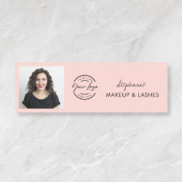 Blush Rosa Skript Logotyp Foto Ögonfransar Namnbricka