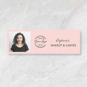 Blush Rosa Skript Logotyp Foto Ögonfransar Namnbricka