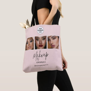 Blush Rosa Skriptlogotyp Foto Makeup Studio Tygkasse