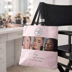 Blush Rosa Skriptlogotyp Foto Makeup Studio Tygkasse