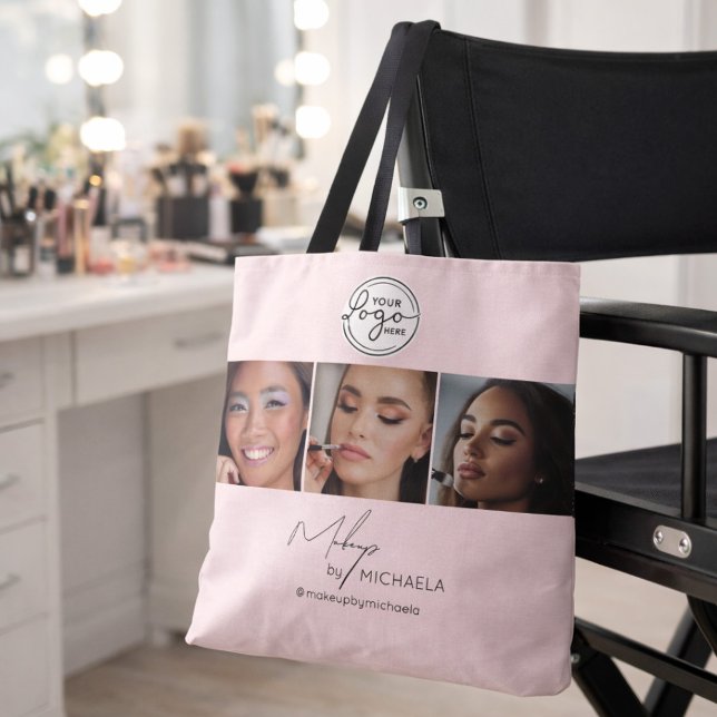 Blush Rosa Skriptlogotyp Foto Makeup Studio Tygkasse (Skapare uppladdad)