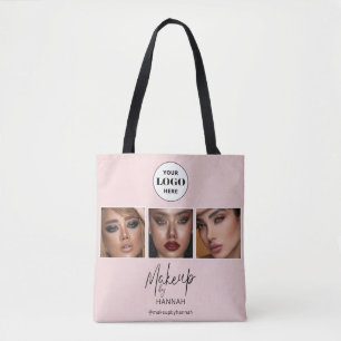 Blush Rosa Skriptlogotyp Foto Makeup Studio Tygkasse