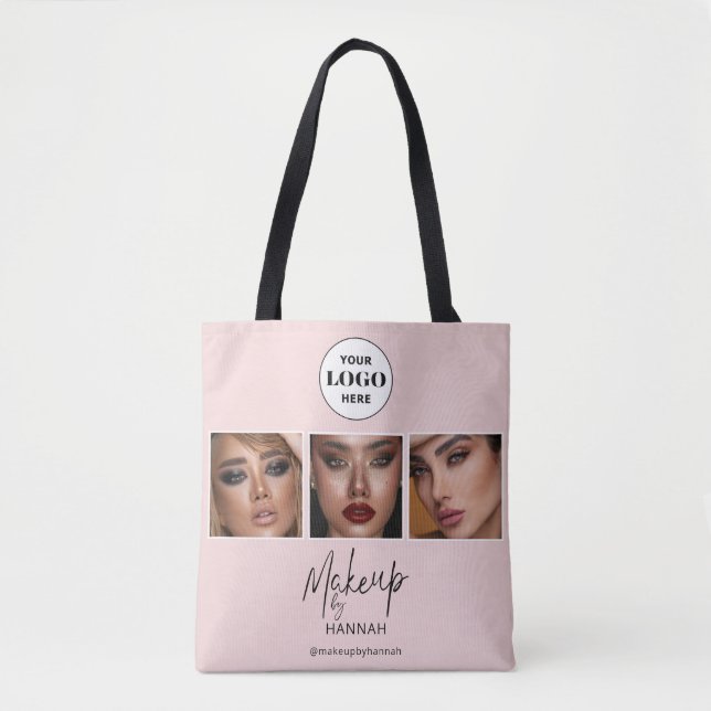 Blush Rosa Skriptlogotyp Foto Makeup Studio Tygkasse (Framsida)