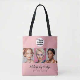 Blush Rosa Skriptlogotyp Foto Sminkstudio Tygkasse