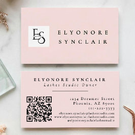 Blush Rosa Skriptlogotyp QR-kod Ögonfransar Visitkort
