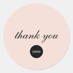 Blush Rosa Skriptlogotyp Tack Runt Klistermärke