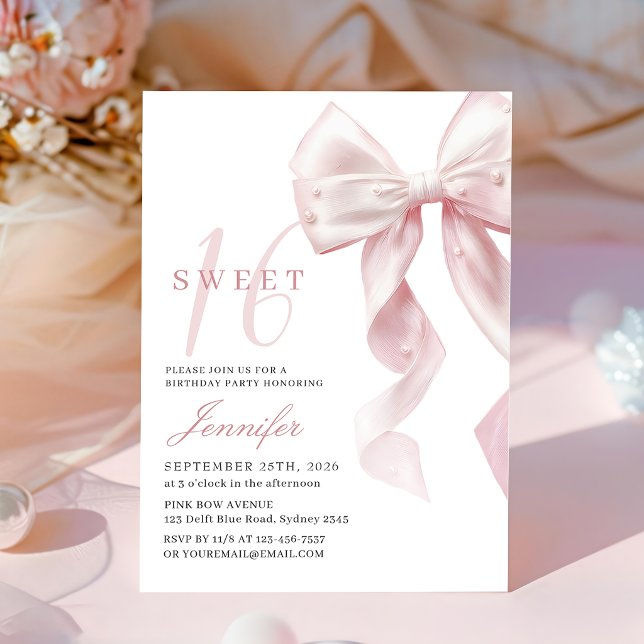 Blush Rosa Slinga Sweet 16 Födelsedagsinbjudan Inbjudningar (Skapare uppladdad)