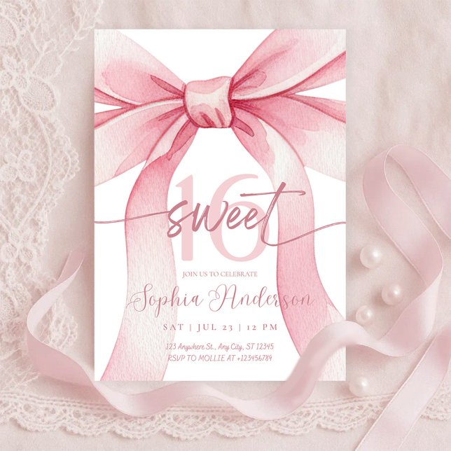 Blush Rosa Slinga Sweet 16 Inbjudan (Skapare uppladdad)