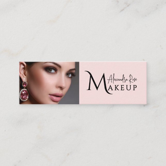 Blush Rosa Sminkartist Qr Kod Social Ikon Mini Visitkort (Framsida)