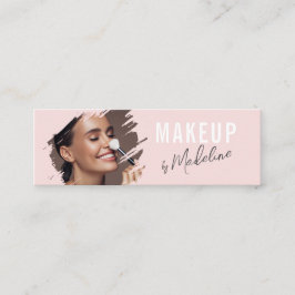 Blush Rosa Svart Script Foto Makeup Mini Visitkort