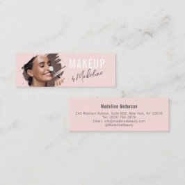 Blush Rosa Svart Script Foto Makeup Mini Visitkort