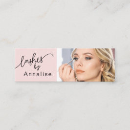 Blush Rosa Svart Script Foto Ögonfransar Mini Före Visitkort