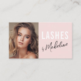 Blush Rosa Svart Script Foto Ögonfransar Studio Visitkort