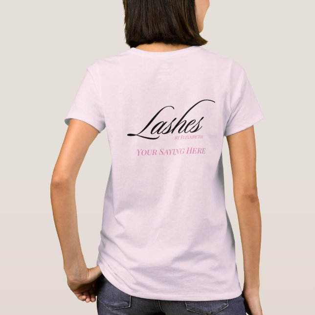 Blush Rosa Svart Script Lashes Studio Personal T Shirt (Baksida)