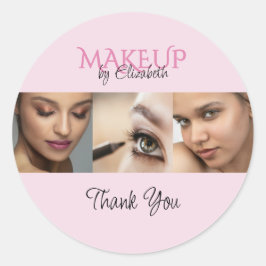 Blush Rosa Svart Skript Foto Makeup Tack Runt Klistermärke