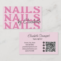 Blush Rosa Svart Socialt Ikon QR-kod Nagelsalong