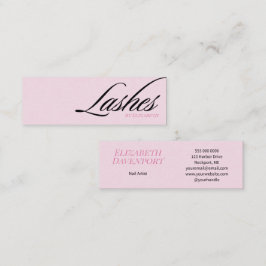 Blush Rosa Svarta Script Ögonfransar Mini Visitkort