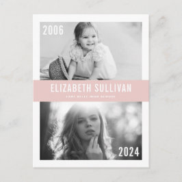 Blush Rosa Then and Now Foto Collage Examen Vykort