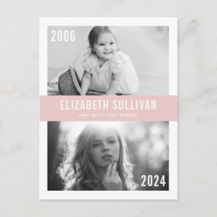 Blush Rosa Then and Now Foto Collage Examen Vykort