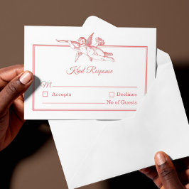 Blush Rosa Toile de Jouy Kerub Bröllop RSVP-kort OSA Kort