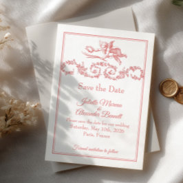 Blush Rosa Toile de Jouy Paris Spara Datum Kort