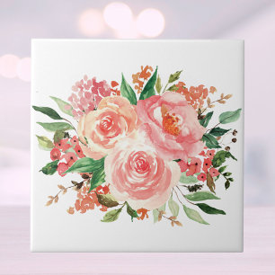 Blush Rosa Vårblomma Blommig Kakelplatta