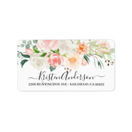 Blush Rosa Vattenfärg Blommig Returadressetikett Adressetikett
