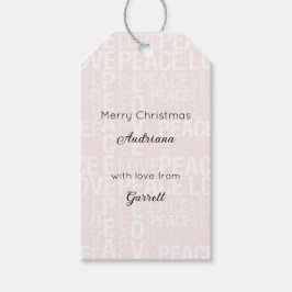 Blush Rosa Vit Jul Presentetikett