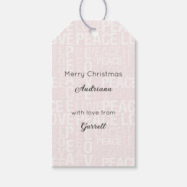 Blush Rosa Vit Jul Presentetikett (Framsidan)