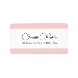Blush Rosa Vit Typografi Namn Leveransadress Adressetikett