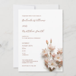Blush Rosa Vita 3D Blommor Inbjudningar