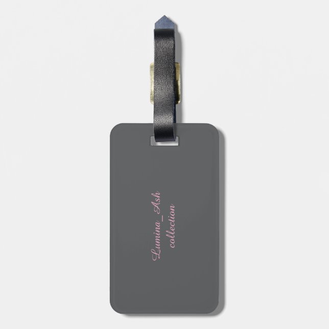 Blush Rose Bagageetikett — Lumina & Ash Kollektion Bagagebricka (Baksidan Lodrät)