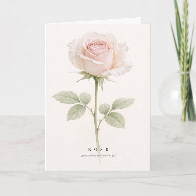 Blush Rose Botanical Art Symbol of Grace and Joy Kort (Framsida)