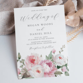 Blush & Rose Botanical Floral Wedding Inbjudningar
