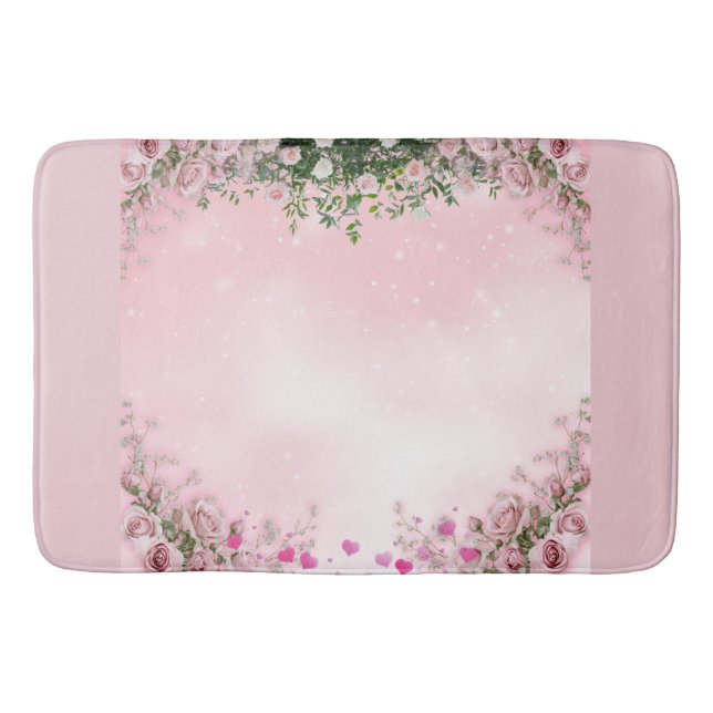 Blush Rose Floral Bathroom Mat Badrumsmatta (Framsidan)