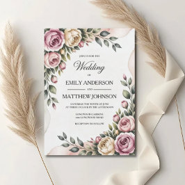 Blush & Rose Garden Floral Wedding Invitation Inbjudningar