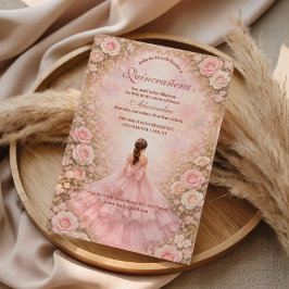 Blush Rose Garden Quinceañera Inbjudningar